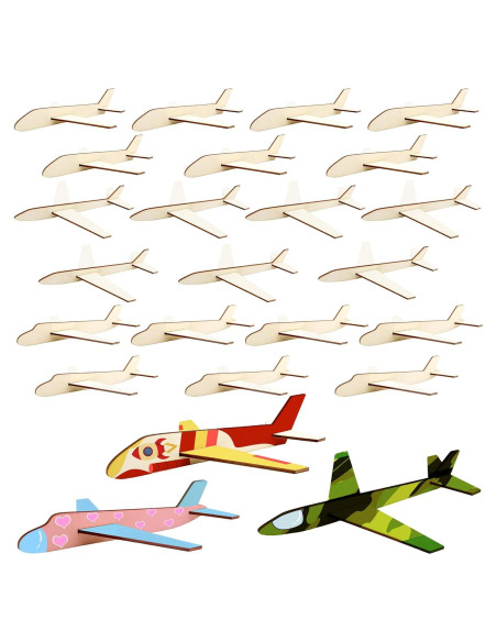 Haconba 24 Aviones de Madera DIY para Pintar y Armar Haconba 24 Aviones de Madera DIY para Pintar y Armar