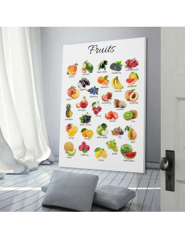 Póster Educativo de Frutas ZGOBMZ 60x40cm para Niños