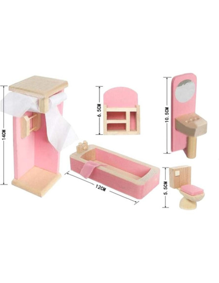 Juego de Muebles de Casa de Muñecas Kunhe - Cocina, Baño, Dormitorio Juego de Muebles de Casa de Muñecas Kunhe - Cocina, Baño, Dormitorio