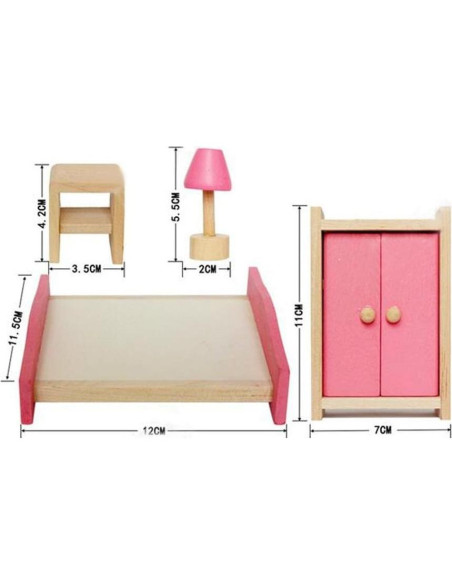 Juego de Muebles de Casa de Muñecas Kunhe - Cocina, Baño, Dormitorio Juego de Muebles de Casa de Muñecas Kunhe - Cocina, Baño, Dormitorio