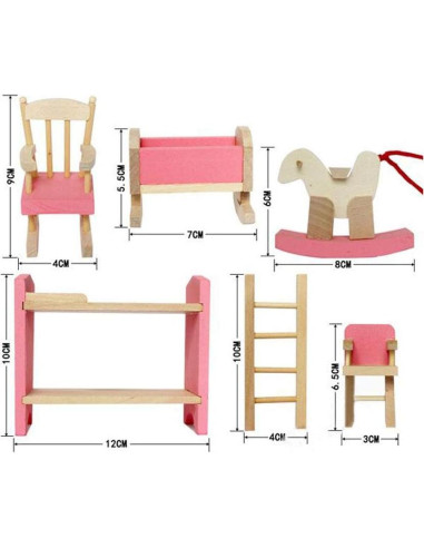 Juego de Muebles de Casa de Muñecas Kunhe - Cocina, Baño, Dormitorio