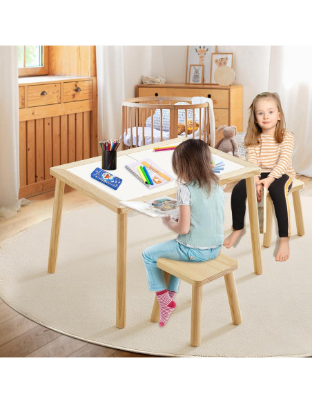 Taburete Infantil de Madera Beright Cuadrado 25.4x24.4x28.2cm Taburete Infantil de Madera Beright Cuadrado 25.4x24.4x28.2cm