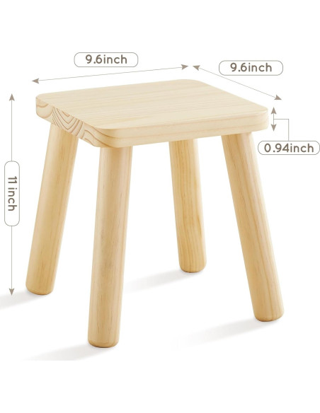 Taburete Infantil de Madera Beright Cuadrado 25.4x24.4x28.2cm Taburete Infantil de Madera Beright Cuadrado 25.4x24.4x28.2cm
