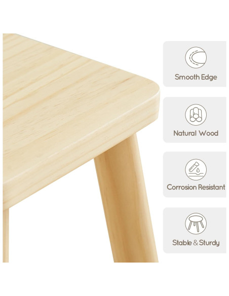 Taburete Infantil de Madera Beright Cuadrado 25.4x24.4x28.2cm Taburete Infantil de Madera Beright Cuadrado 25.4x24.4x28.2cm