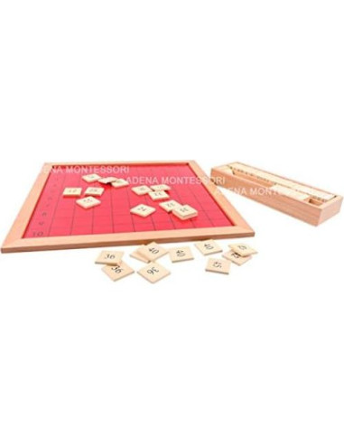Tablero Pitagórico Montessori Adena Juguete de Madera 35.4x35.4cm