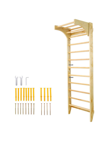 Escalera Sueca de Madera HEIGHYOXP con Barra Dominadas Ajustable Escalera Sueca de Madera HEIGHYOXP con Barra Dominadas Ajustable