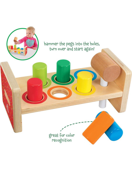 Banco de Martillo de Madera Just Play 25.5x12x12.5cm 18-36 meses Banco de Martillo de Madera Just Play 25.5x12x12.5cm 18-36 meses