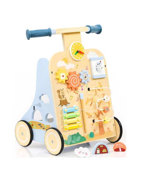 Andador de Madera JooKiddie con Centro de Actividades 7-en-1 Andador de Madera JooKiddie con Centro de Actividades 7-en-1