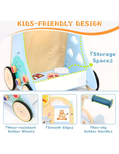 Andador de Madera JooKiddie con Centro de Actividades 7-en-1