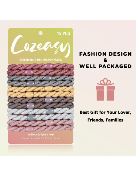 12 Gomas de Pelo Elásticas COZEASY Multicolor para Niñas y Mujeres 12 Gomas de Pelo Elásticas COZEASY Multicolor para Niñas y Mujeres