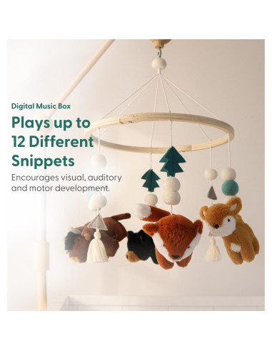 Móvil de Cuna Musical The Peanutshell - 12 Canciones, Madera