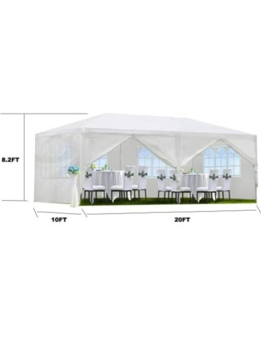 Carpa de Fiesta OutdoorVibe 10x6m con 6 Paredes Removibles