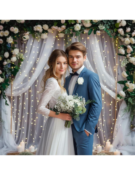 Cortina de Fondo Blanca Gallety 10ft x 8ft con Luces LED Cortina de Fondo Blanca Gallety 10ft x 8ft con Luces LED
