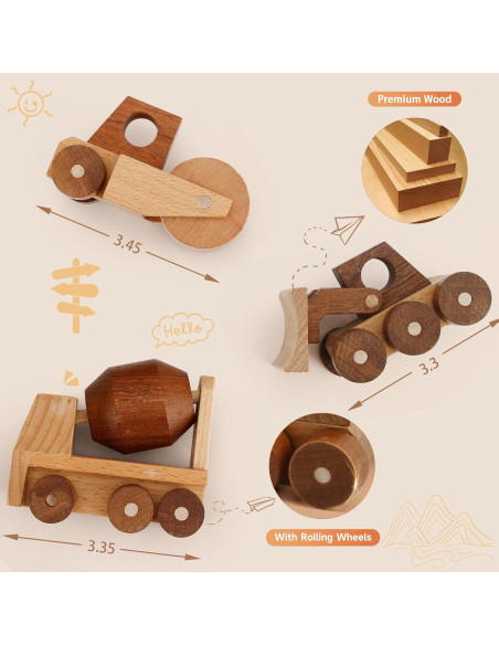 Juego de Vehículos de Construcción de Madera MONT PLEASANT 3 Piezas Juego de Vehículos de Construcción de Madera MONT PLEASANT 3 Piezas