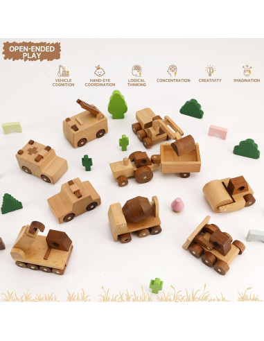 Juego de Vehículos de Construcción de Madera MONT PLEASANT 3 Piezas