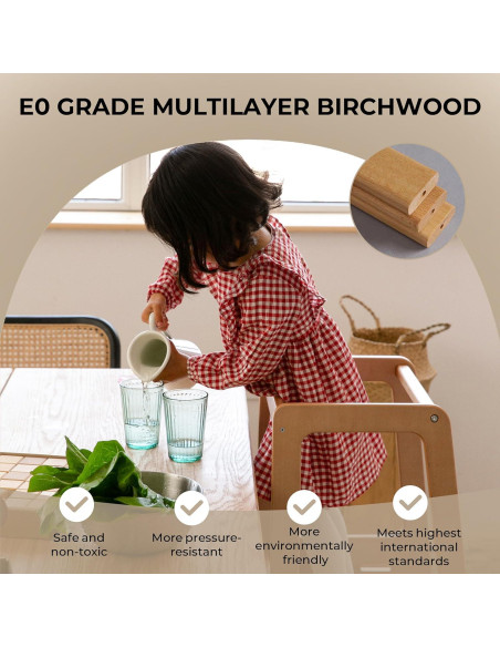 Torre de Pie Ajustable AVDAR para Niños Pequeños - Madera Natural Torre de Pie Ajustable AVDAR para Niños Pequeños - Madera Natural