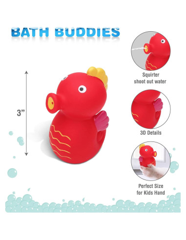 Juguete de Baño Caballito de Mar DolliBu - Flotante Rojo 7.62 cm