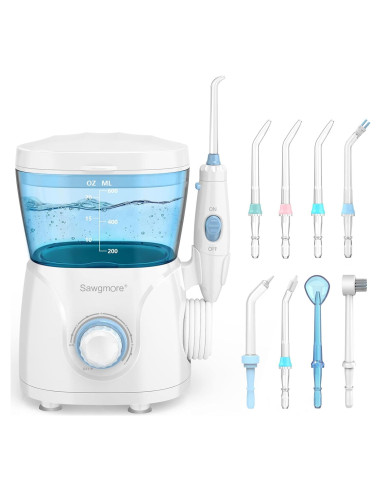 Irrigador Dental de Agua Sawgmore FC166, 600 ml, 10 Modos, 8 Boquillas