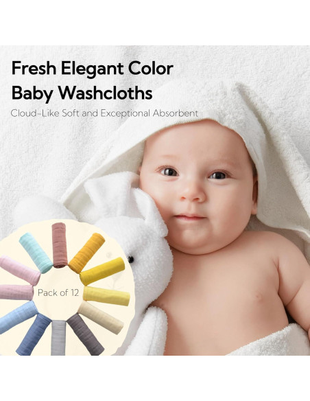 Paños de Baño MUKIN para Bebés - Algodón Suave, 12 Unidades Paños de Baño MUKIN para Bebés - Algodón Suave, 12 Unidades