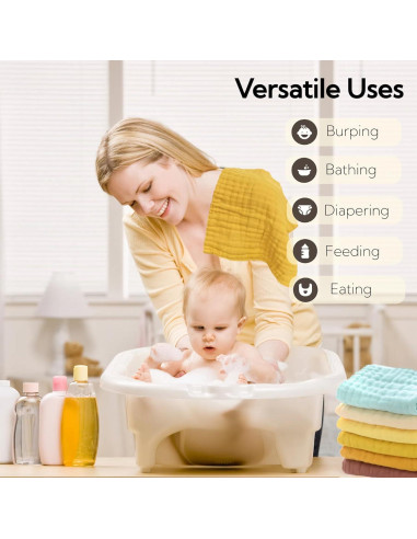 Paños de Baño MUKIN para Bebés - Algodón Suave, 12 Unidades