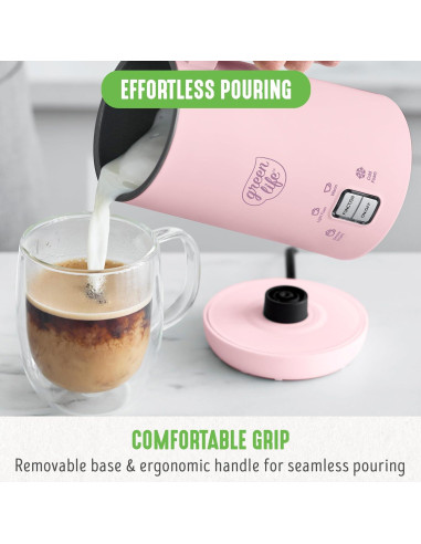 Espumador de Leche Eléctrico GreenLife 0.29L Rosa 4-en-1