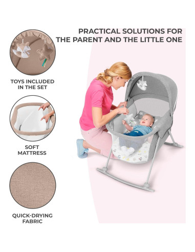 Cuna de viaje Kinderkraft LOVI plegable con mosquitera beige