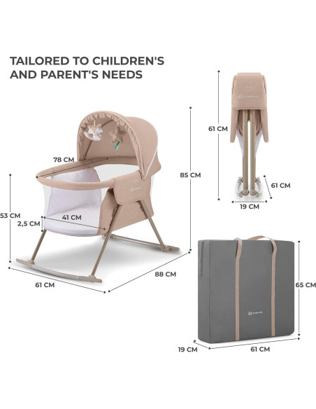 Cuna de viaje Kinderkraft LOVI plegable con mosquitera beige Cuna de viaje Kinderkraft LOVI plegable con mosquitera beige