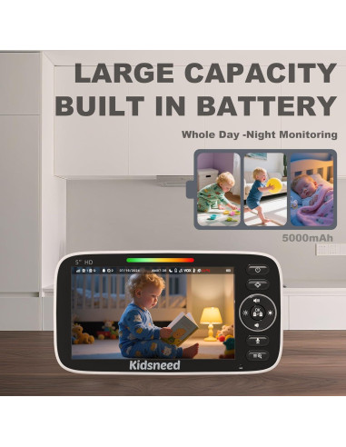 Monitor de Bebé Kidsneed SM530 con Cámara 720P y Audio