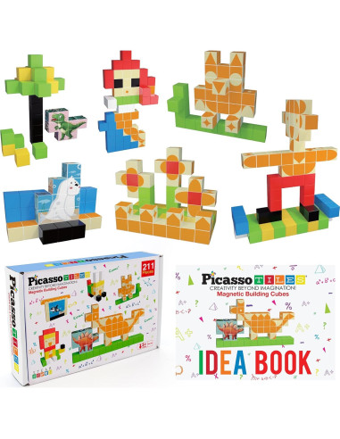 Cubo de Rompecabezas Magnético PicassoTiles 103 Piezas STEAM