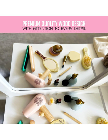 Juego de Maquillaje Montessori Mama - Set de Madera 12 Piezas