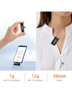 Micrófono Inalámbrico Lavalier Godox WES2 para Cámara y Smartphone 2