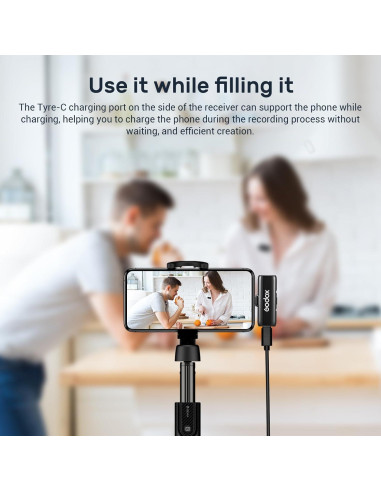 Micrófono Inalámbrico Lavalier Godox WES2 para Cámara y Smartphone