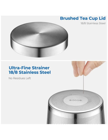 Taza de Té de Vidrio Borosilicato Ecooe 500ml con Infusor Acero