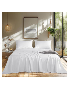 Juego de Sábanas Reina 4 Piezas LBRO2M 100% Viscosa Bambú 1800 TC
