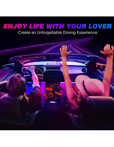 Luces LED interiores Sanwo para coche, 68 LEDs RGBIC, control APP