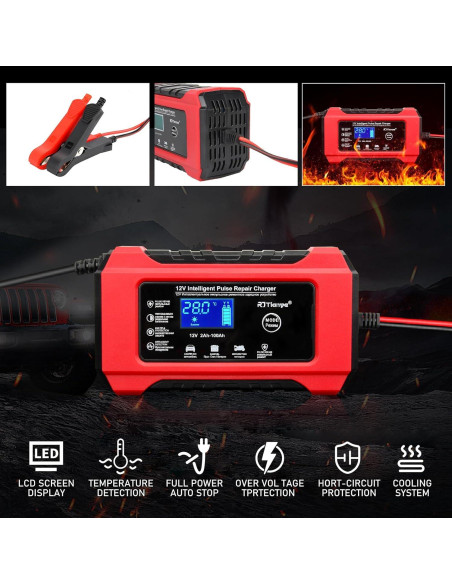 Cargador de Batería Inteligente 10A 12V/24V MIRUNNY Cargador de Batería Inteligente 10A 12V/24V MIRUNNY