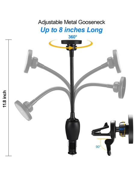 Cargador Inalámbrico DACK Mag-Safe 15W para Auto con Soporte Cargador Inalámbrico DACK Mag-Safe 15W para Auto con Soporte