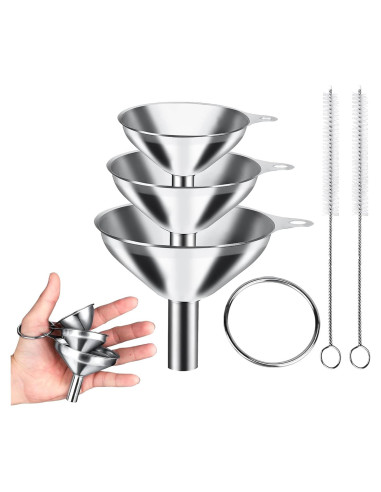 Set de 3 Embudos de Acero Inoxidable para Cocina - Tamaños Variados