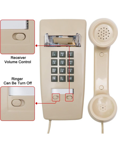 Teléfono de Pared Retro Sangyn Beige con Timbre Mecánico