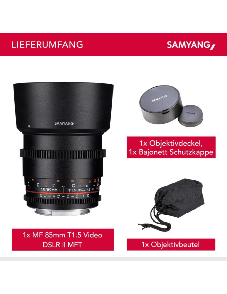 Lente Samyang 85mm T1.5 VDSLR II Micro Cuatro Tercios Lente Samyang 85mm T1.5 VDSLR II Micro Cuatro Tercios