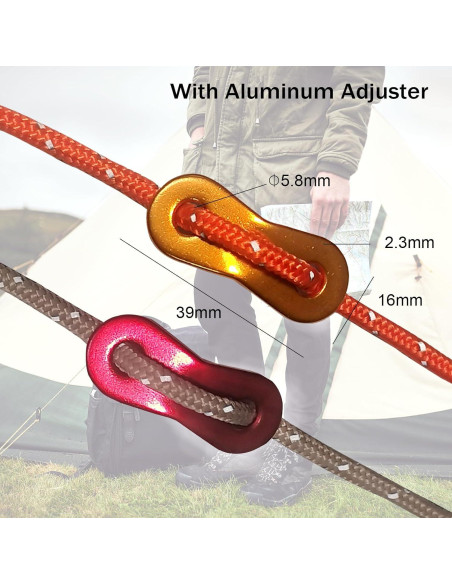 Paquete de 8 Cuerdas Reflectantes Smithok 4mm para Camping Paquete de 8 Cuerdas Reflectantes Smithok 4mm para Camping
