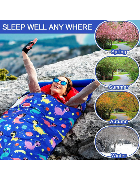Saco de dormir Fanfanwin 3 estaciones niños 185x70cm azul Saco de dormir Fanfanwin 3 estaciones niños 185x70cm azul