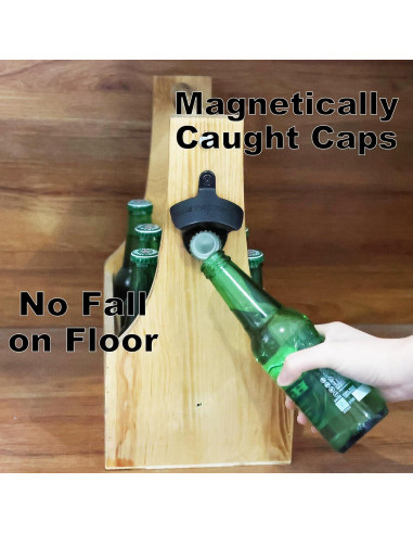 Abrebotellas Magnético Jumiok Negro Montado en Pared para Cerveza