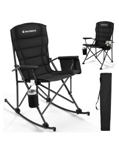 Silla Mecedora Plegable Raynesys 200 kg con Portavasos Negro