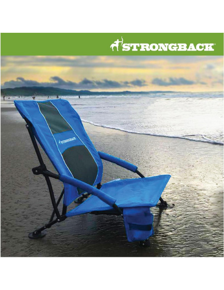 Silla de Playa Plegable STRONGBACK Baja Gravedad Azul 300 lbs Silla de Playa Plegable STRONGBACK Baja Gravedad Azul 300 lbs