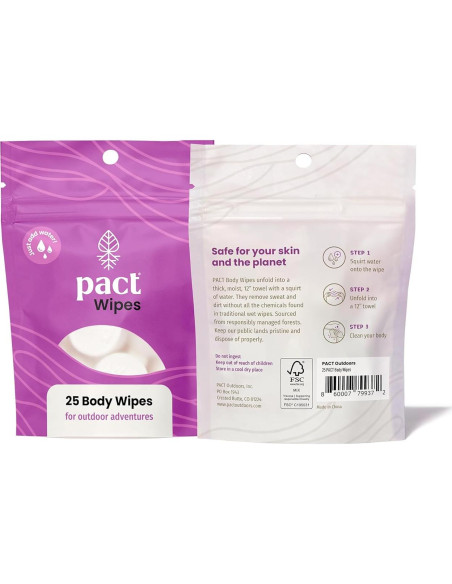 Toallitas PACT Comprimidas para Camping - Paquete de 25 Unidades Toallitas PACT Comprimidas para Camping - Paquete de 25 Unidades
