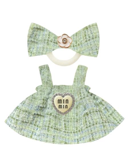 Ropa para muñeca Labubu 17 cm - Vestido verde aguacate Ropa para muñeca Labubu 17 cm - Vestido verde aguacate