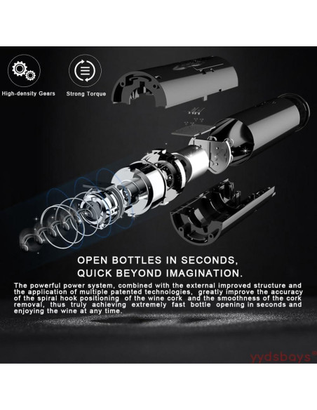 Abridor de Botellas de Vino Eléctrico YYDSBAYS Dorado Recargable Abridor de Botellas de Vino Eléctrico YYDSBAYS Dorado Recargable