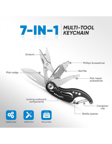 Llave MultiHerramienta 7 en 1 XXOK Negra Compacta EDC Llave MultiHerramienta 7 en 1 XXOK Negra Compacta EDC
