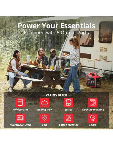 Generador Inversor Portátil AMERISUN 2500W Gasolina Silencioso
